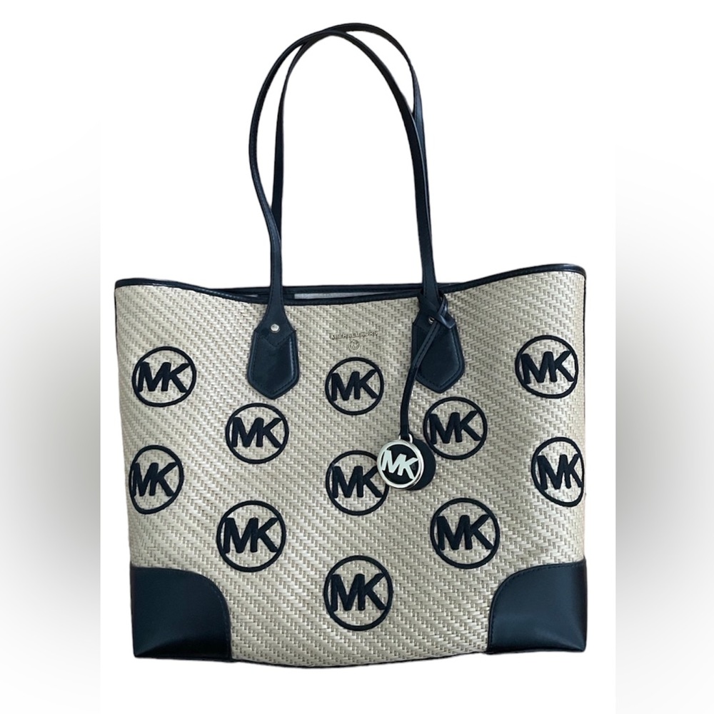 Michael Kors Logo Black Carter Large Open Tote NWT